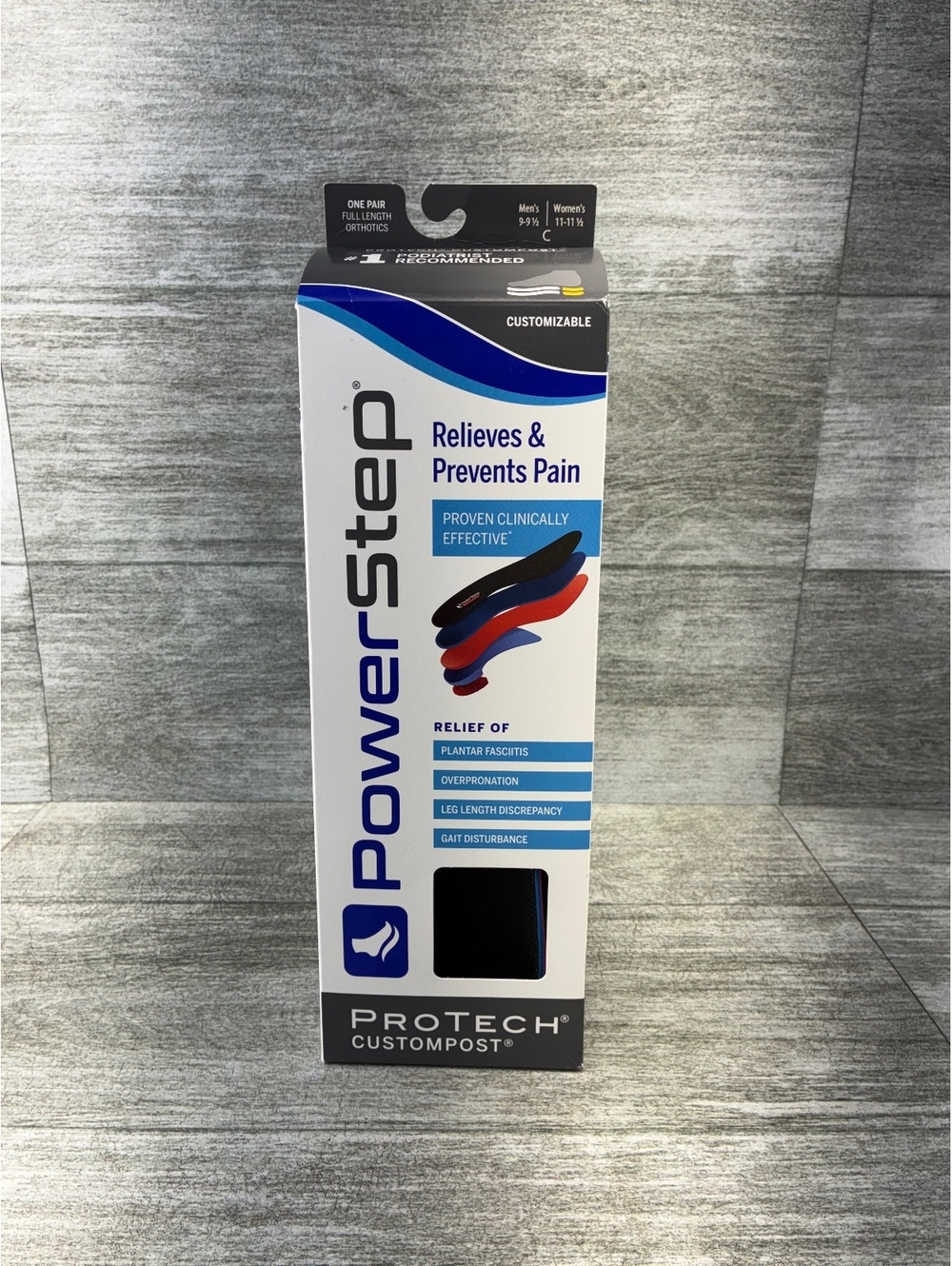 PowerStep ProTech Full Length Orthotic Insoles - Mens 9-9 1/2 Womens 11-11 1/2